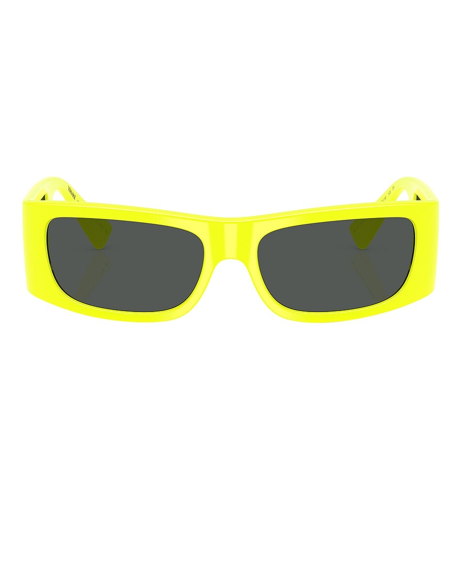

Прямоугольные солнцезащитные очки Versace, цвет Yellow Fluorescent