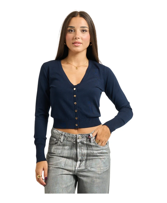 

Кардиган с V-образным вырезом в классическом стиле Fracomina, синий