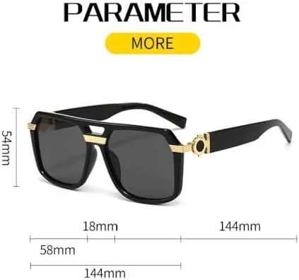 

Солнцезащитные очки большого квадратного размера 2026 года для женщин и мужчин, женские очки в крупной оправе с защитой от УФ-излучения UV400 MTZJH, Black