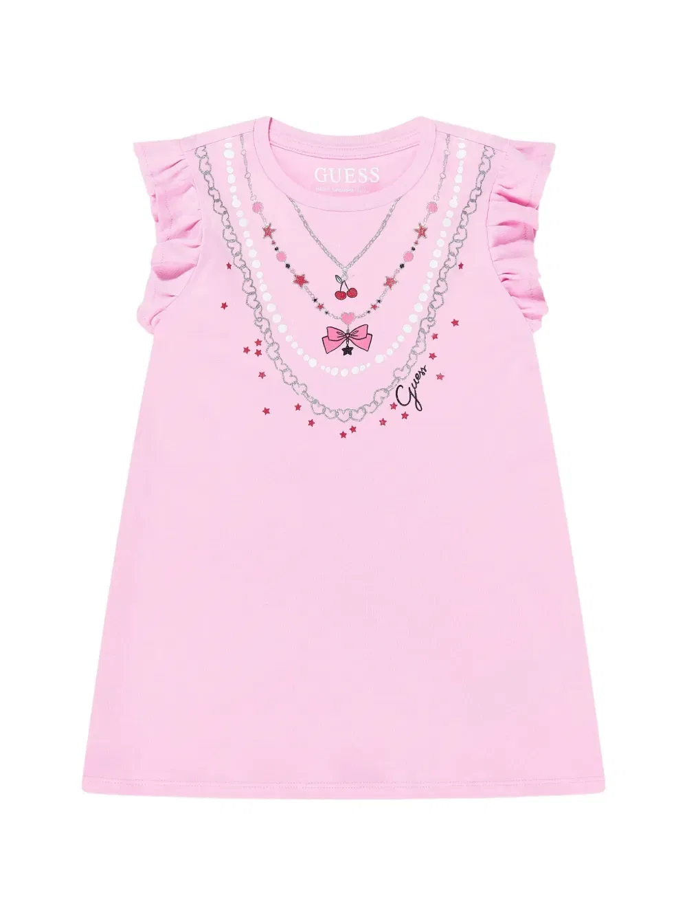 Платье с принтом в виде ожерелья Guess Kids, розовый