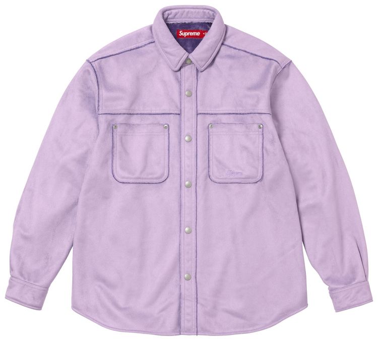 

Рубашка Supreme из искусственной замши на кнопках, фиолетовый