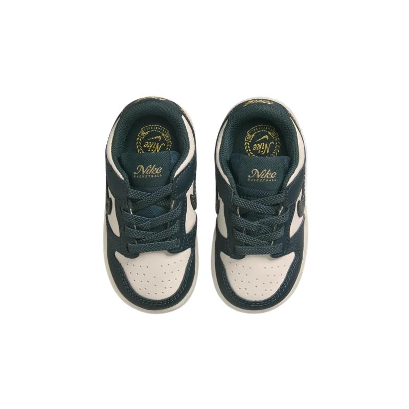 Nike Детские низкие кроссовки Dunk глубокий лесной зеленый светлый слоновой кости белый зеленый антик — фото 4