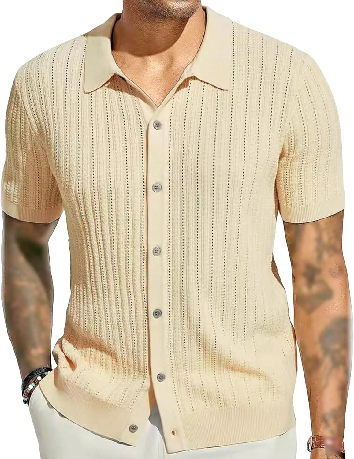 

Мужская летняя футболка с коротким рукавом и лацканом QOAAIE