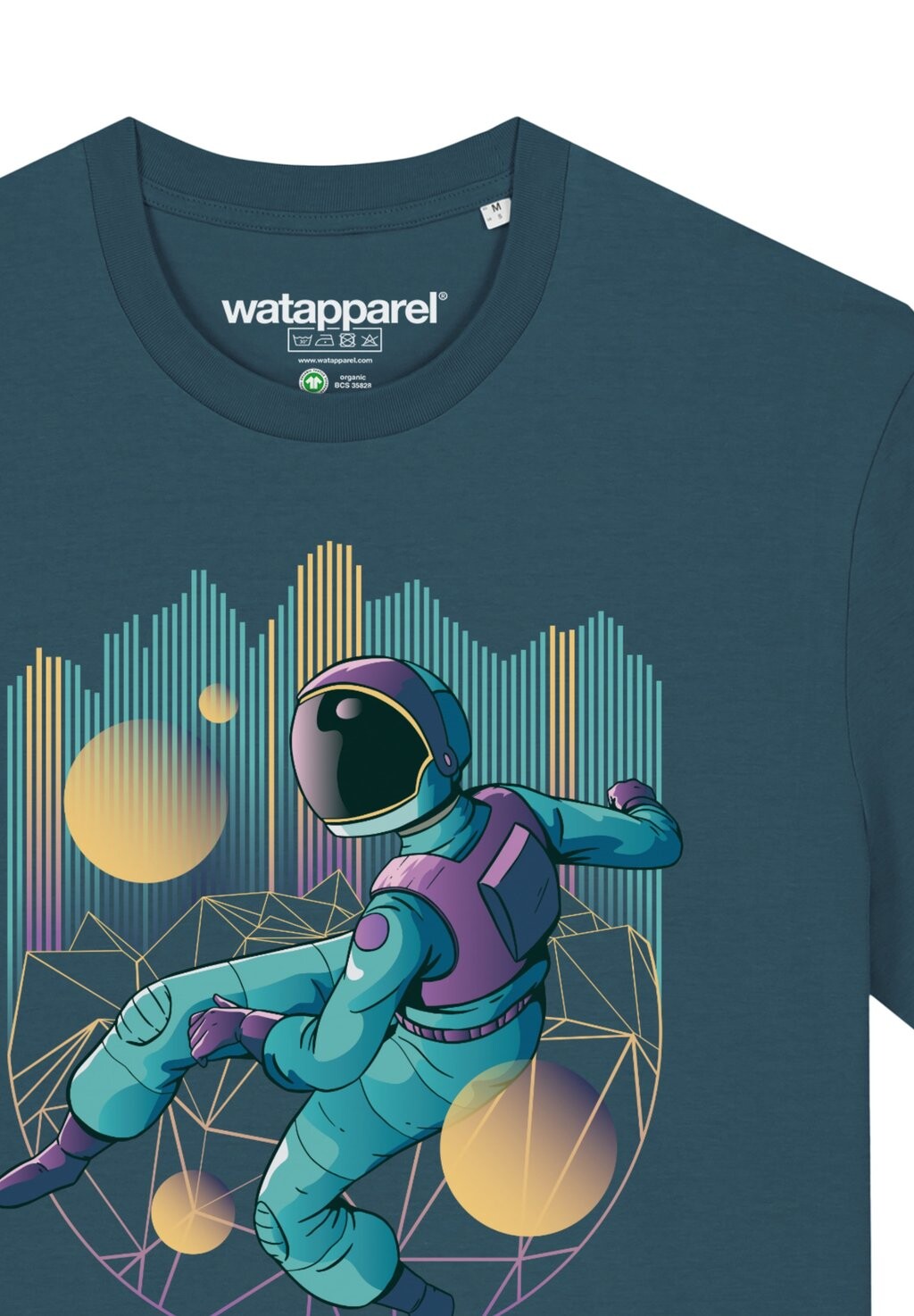 

Футболка с принтом TECHNO ASTRONAUT watapparel, бирюзовый