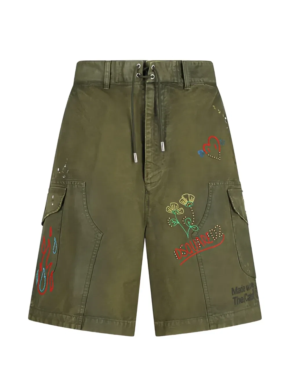 Шорты карго с вышивкой DSQUARED2, зеленый