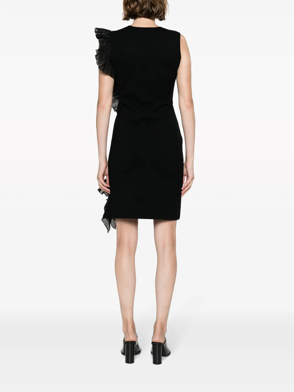 Платье мини асимметричного кроя с оборками EMPORIO ARMANI, черный — фото 4