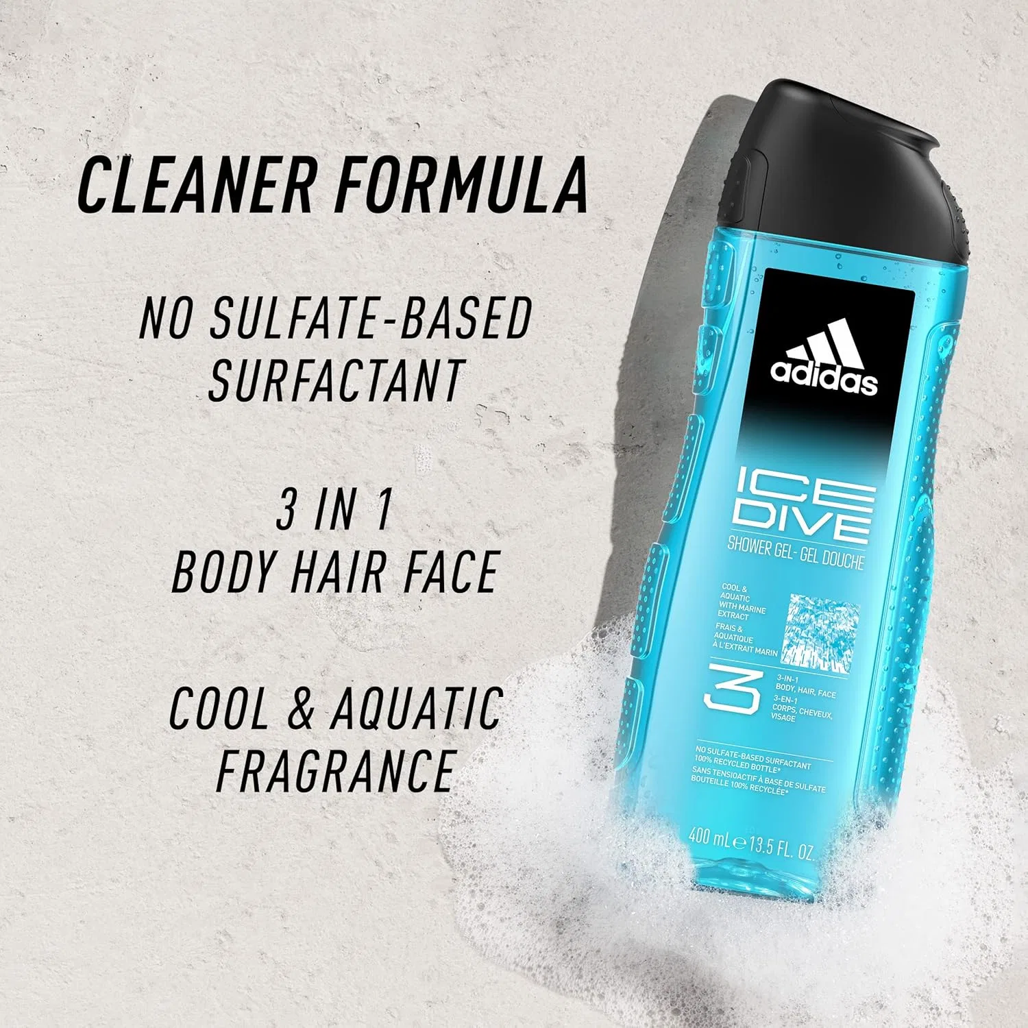 Мужской гель для душа adidas 3-в-1 Ice Dive с водным свежим ароматом, 400 мл (4 шт.) Adidas — фото 3