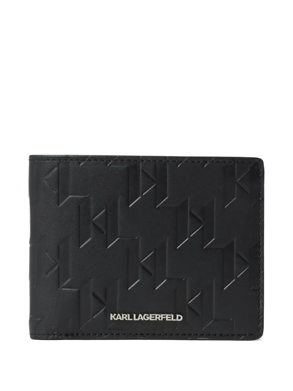 

Кожаный кошелек с тисненым логотипом KARL LAGERFELD, черный