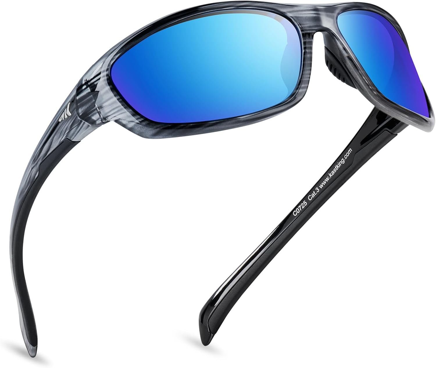 

Поляризованные спортивные солнцезащитные очки KastKing Hiwassee для мужчин и женщин, солнцезащитные очки-обтекатели для рыбалки, велоспорта и бега, защита от УФ-излучения, Frame: Gloss Tal Light Gray / Lens: Blue Ocean Mirror