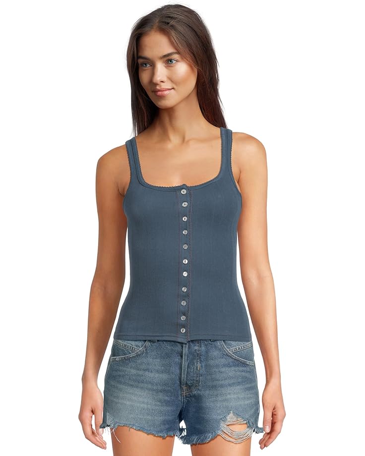 

Топ Free People End Game Pointelle Tank, цвет Indigo