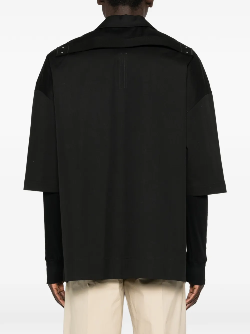 Рубашка с отложным воротником и накладными карманами Rick Owens, черный — фото 4
