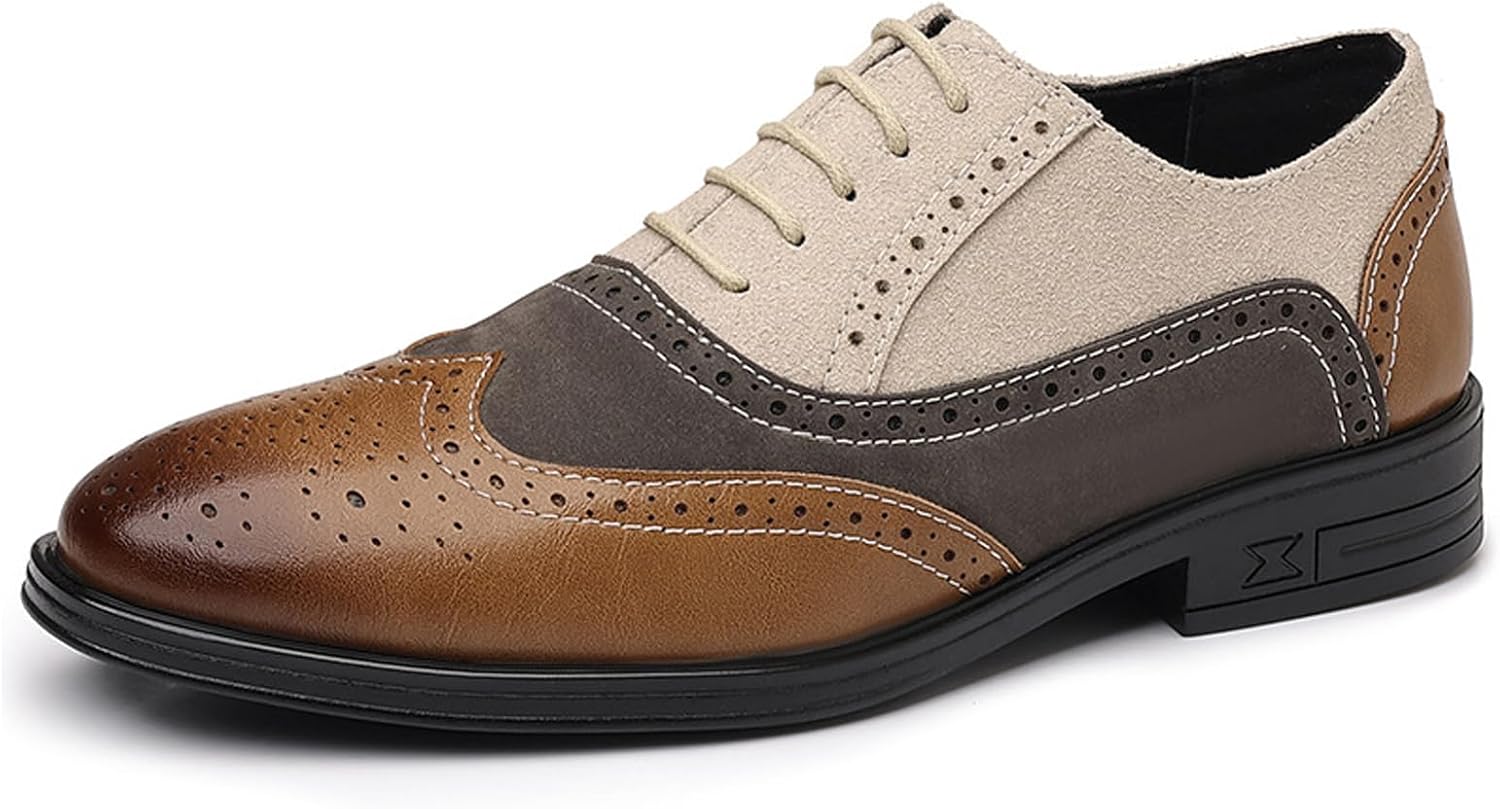 

Мужские перфорированные оксфорды с крыльями на шнуровке, модные разноцветные кожаные скуфовые туфли на массивном каблуке, деловые оксфорды, низкие формальные дерби Ghibhna
