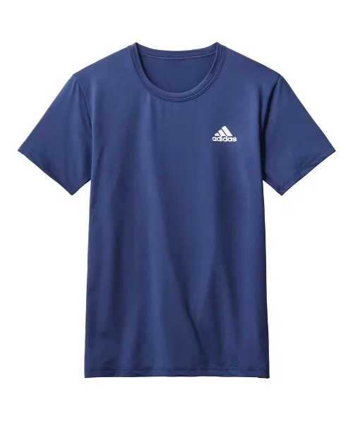 Футболка с логотипом Adidas, дышащая, быстросохнущая, темно-синяя