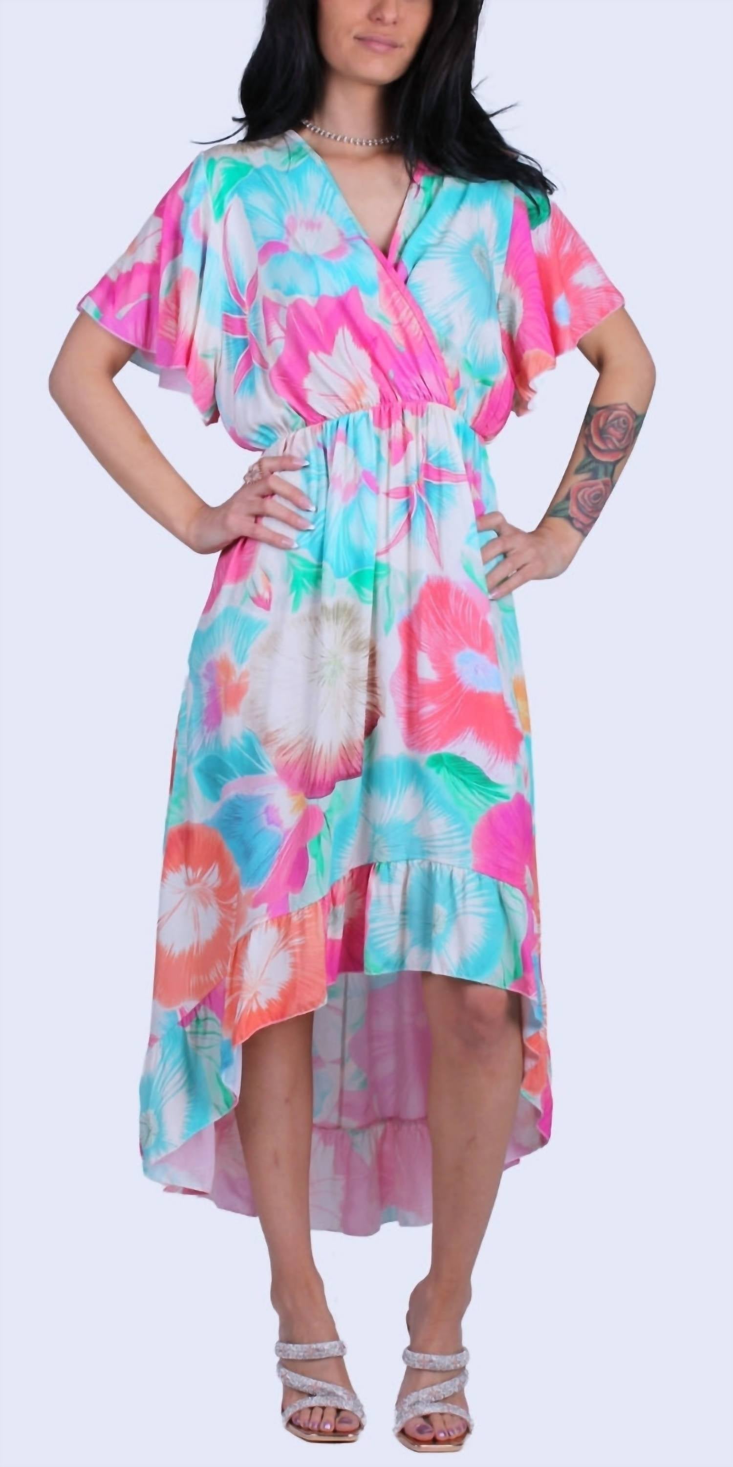 

GIGI MODA Длинное платье Verona с цветочным принтом, ярко-розового цвета