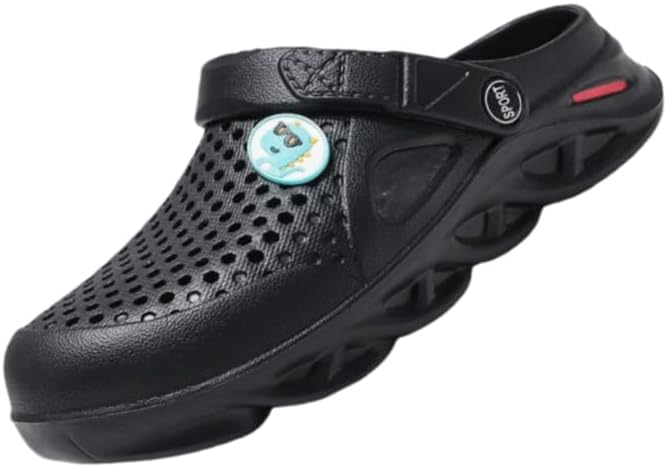 

Удобные нескользящие мужские сланцы однотонные с вырезами, дышащие, для активного отдыха на улице Clolinde, черный