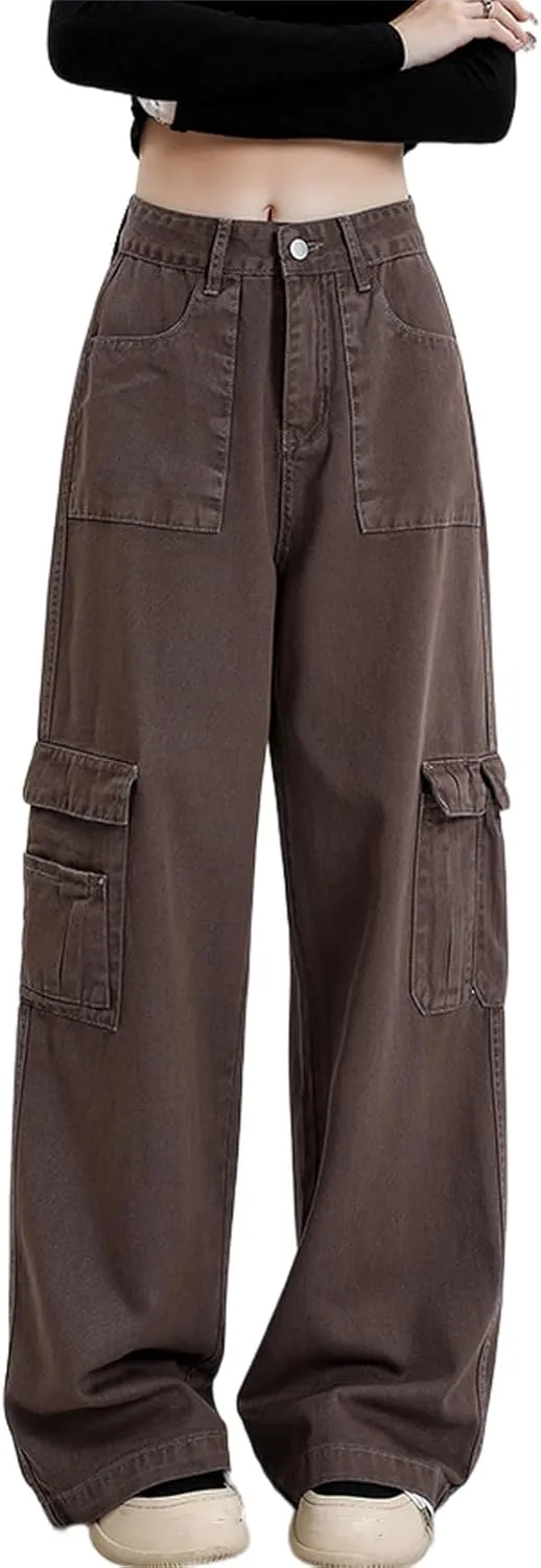 

Женские карго джинсы high waisted relaxed fit с клапанами HBER