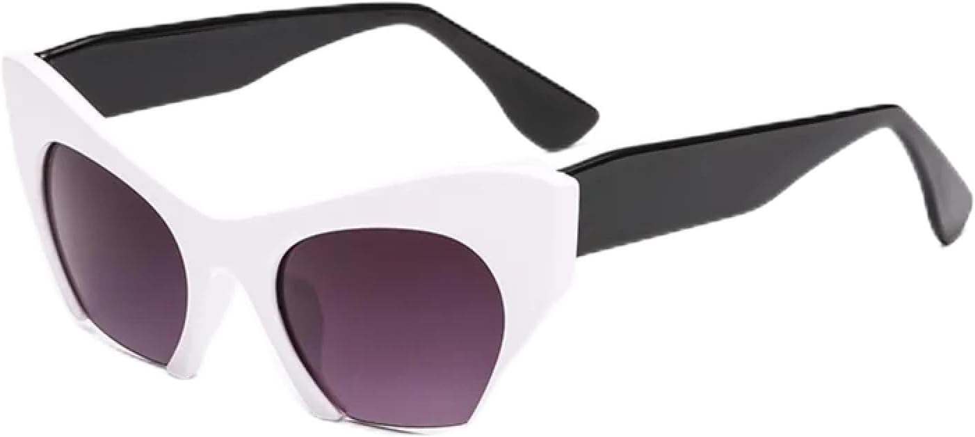 

Классические женские солнцезащитные очки «кошачий глаз» в стиле ретро, ​​полуободковая оправа, двухцветная градиентная оправа, защита от УФ-излучения UV400 HHZZYVY, White Black Grey