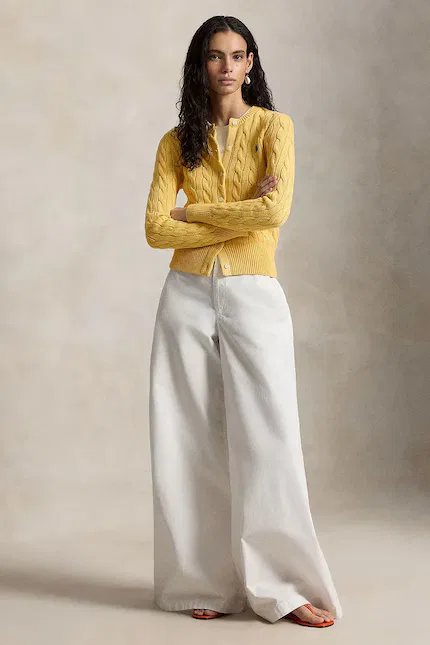 Кардиган женский из хлопка COTTON-LSL-CRD Polo Ralph Lauren, желтый — фото 3