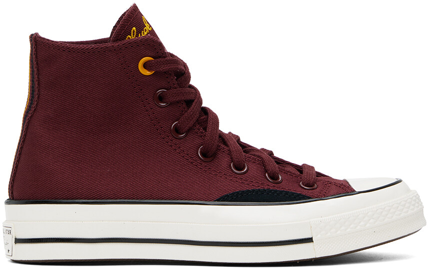 

Бордово-черные высокие кеды Chuck 70 из смешанных материалов Converse