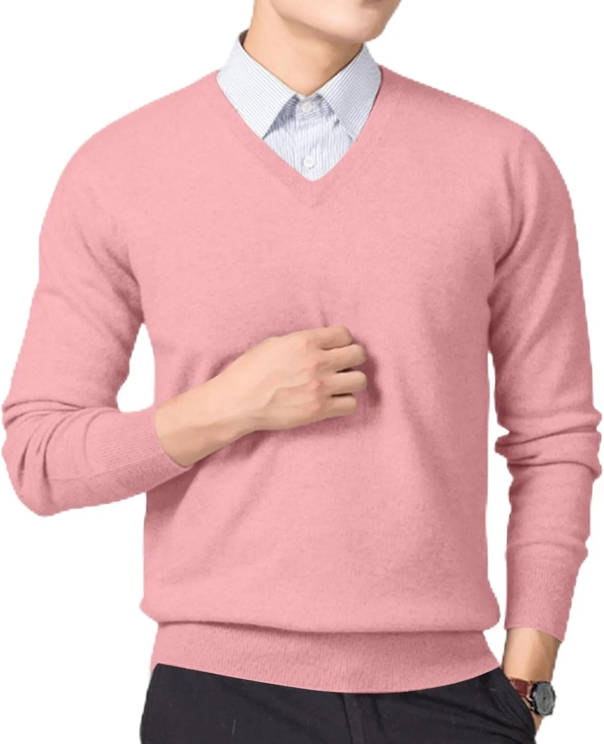 

Мужской свитер Slim Fit с V-образным вырезом, легкий пуловер