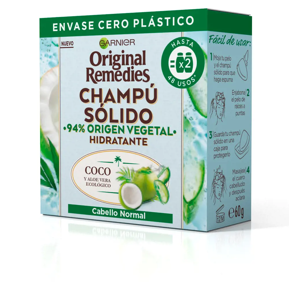 

Шампунь Original remedies champú sólido hidratante de coco Garnier, 60 гр.