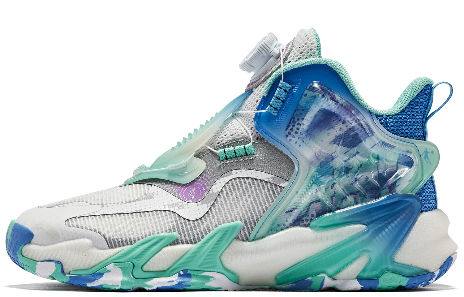 

QIAODAN Alien 4 амортизирующие устойчивые к истиранию дышащие баскетбольные кроссовки Mid Top для детей Green White