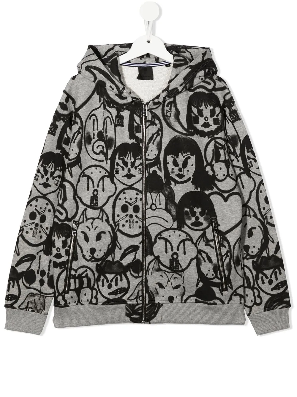 

Худи на молнии с графичным принтом Givenchy Kids, серый