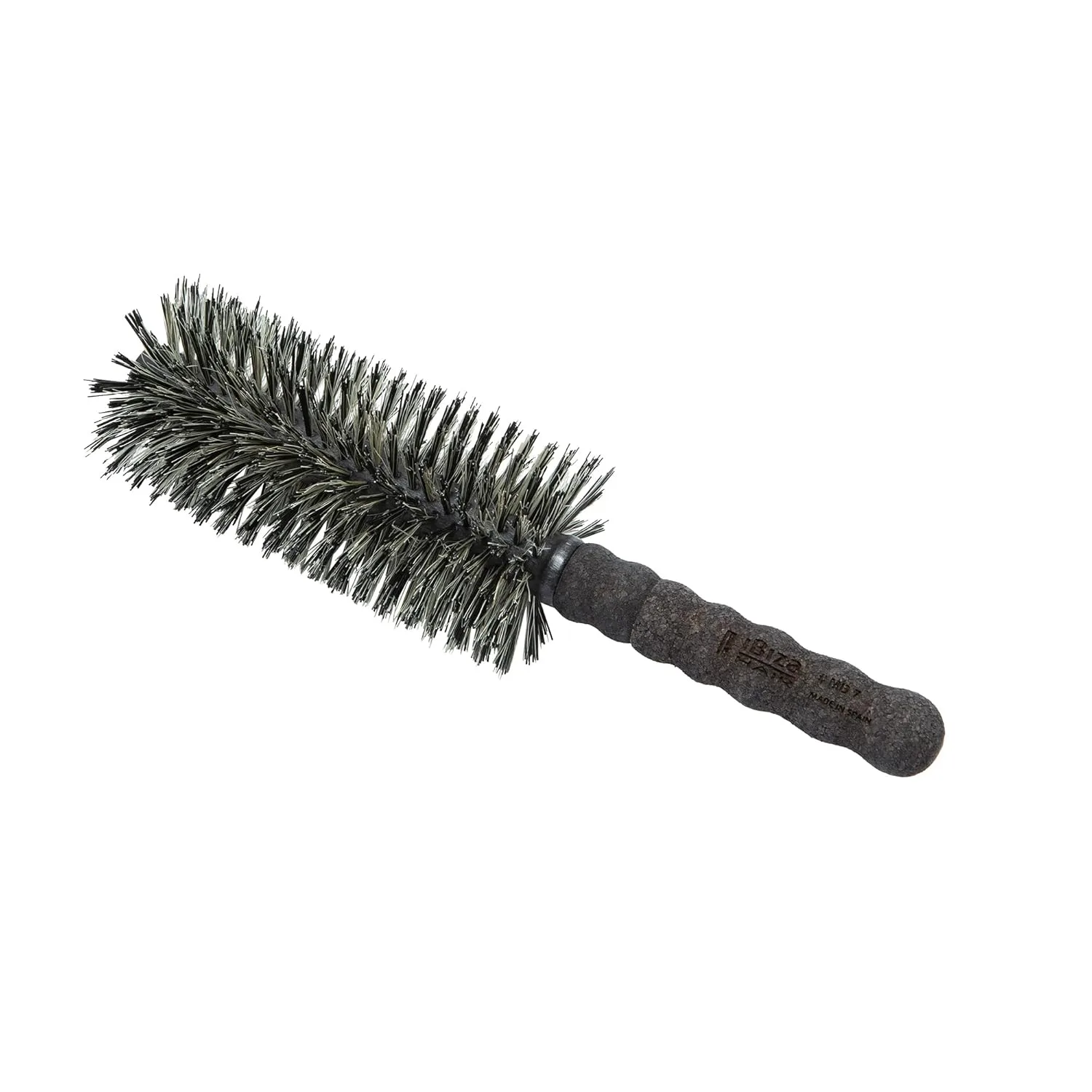 Круглая щетка Ibiza Hair из щетины кабана (серия MB) с усиленной щетиной из кабана и нейлона и пробковой ручкой для больших прядей, тугих локонов или мягких волн, добавляет текстуру и блеск для всех типов волос MB7, 70 мм, black — фото 3
