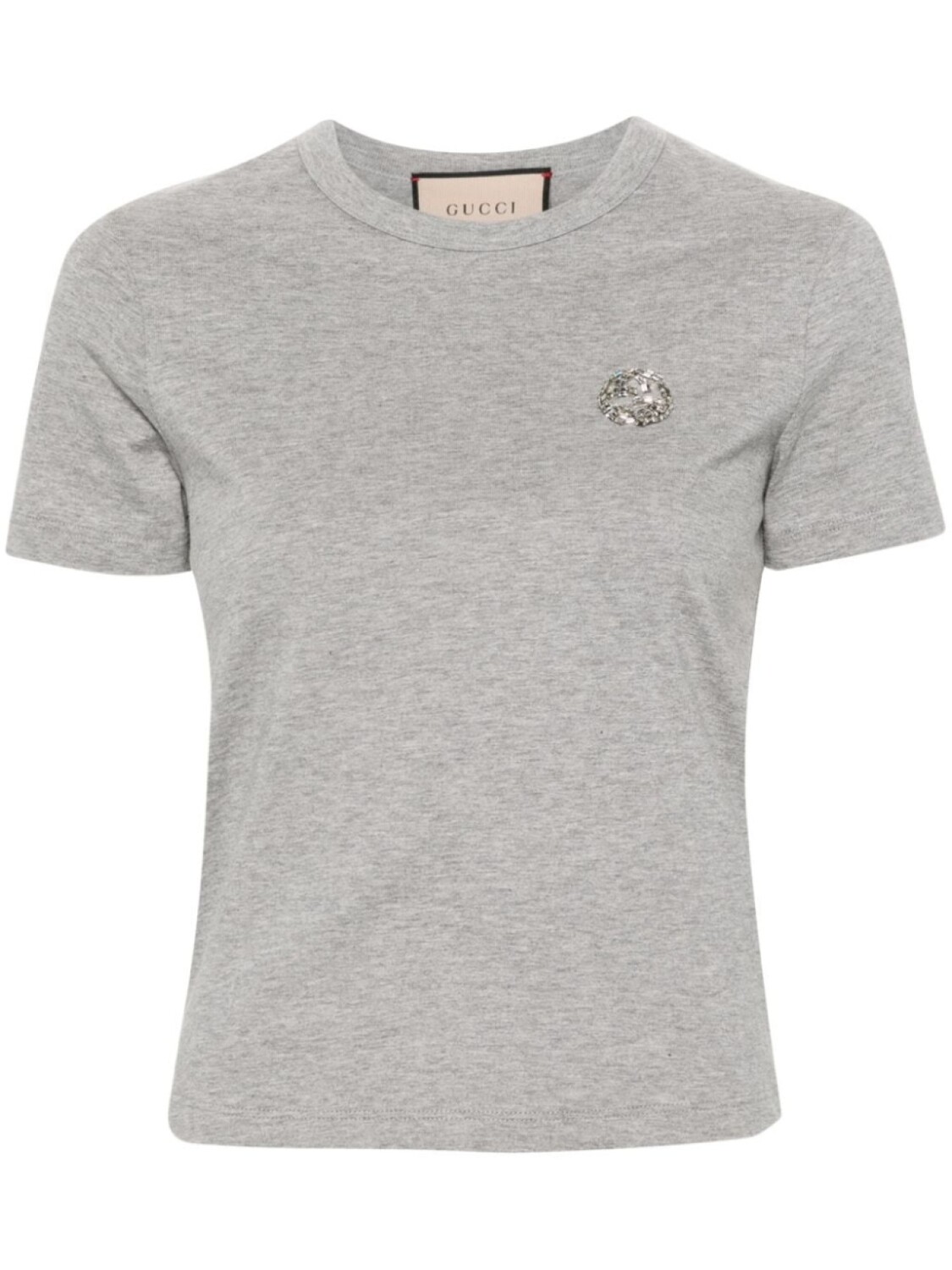 

Gucci футболка с кристаллами и логотипом GG, серый