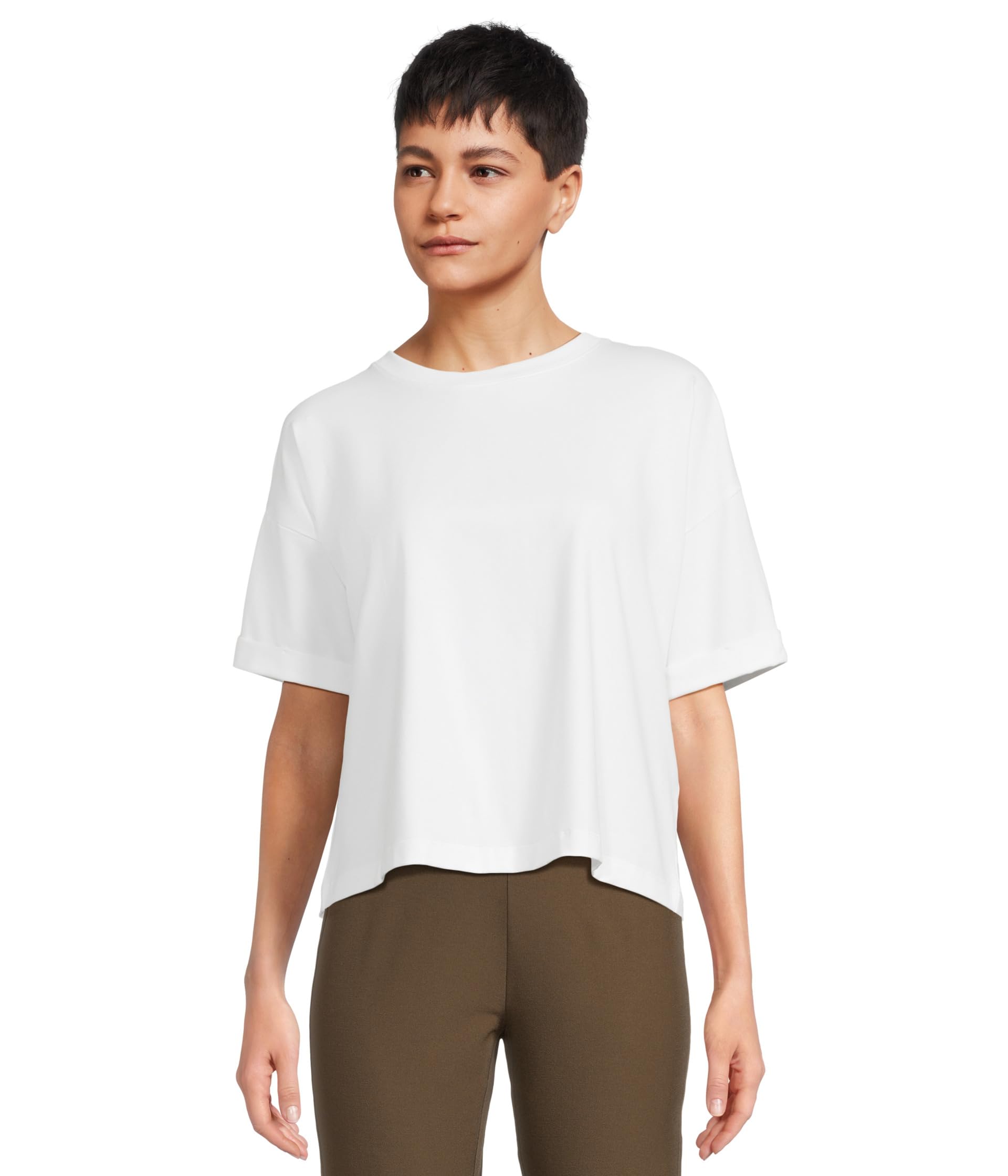 

Топ Eileen Fisher Crew Neck Box Top, белый