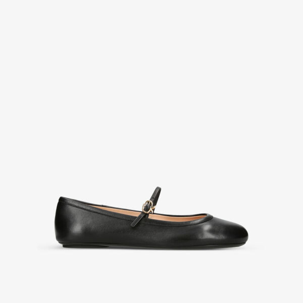 Кожаные балетки Carla с ленточной пряжкой Gianvito Rossi, черный