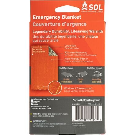 

Аварийное одеяло S.O.L Survive Outdoors Longer, оранжевый/серый