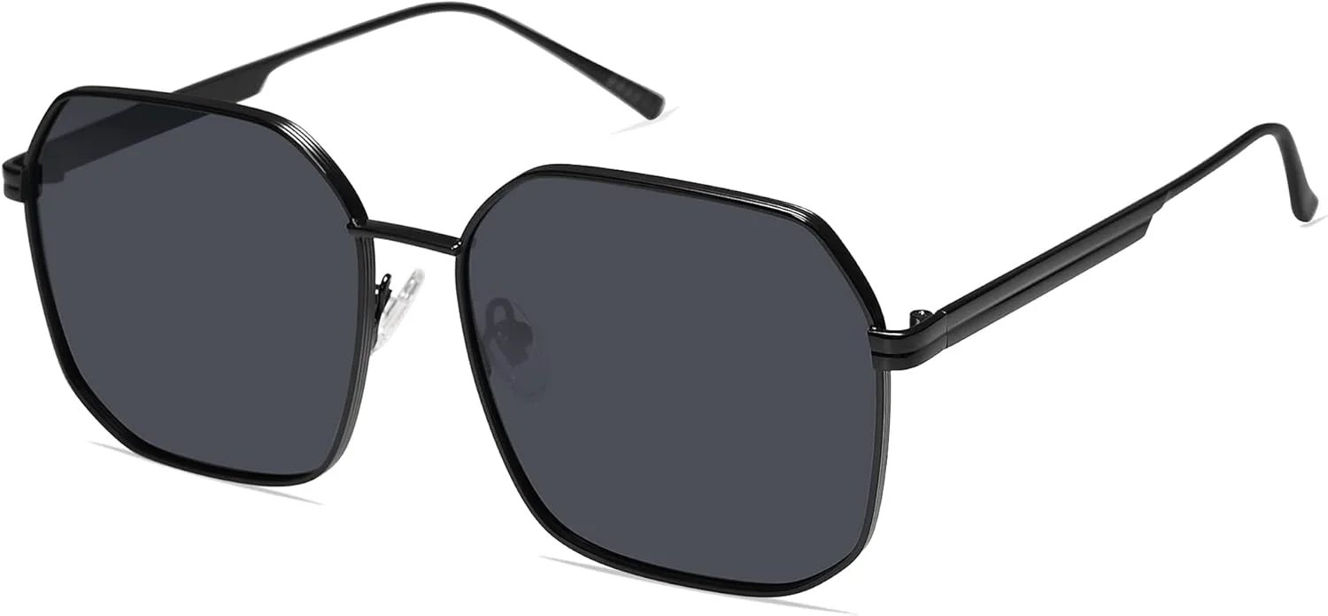 

Солнцезащитные очки SOJOS Retro Square Polarized для женщин, винтажные квадратные, с защитой от УФ-излучения UV400, большая металлическая оправа, SJ1166B, Shiny Black