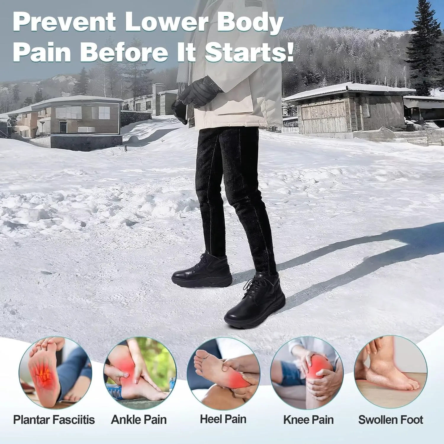 Ортопедические зимние полуботинки для диабетиков OrthoComfoot, черный — фото 4