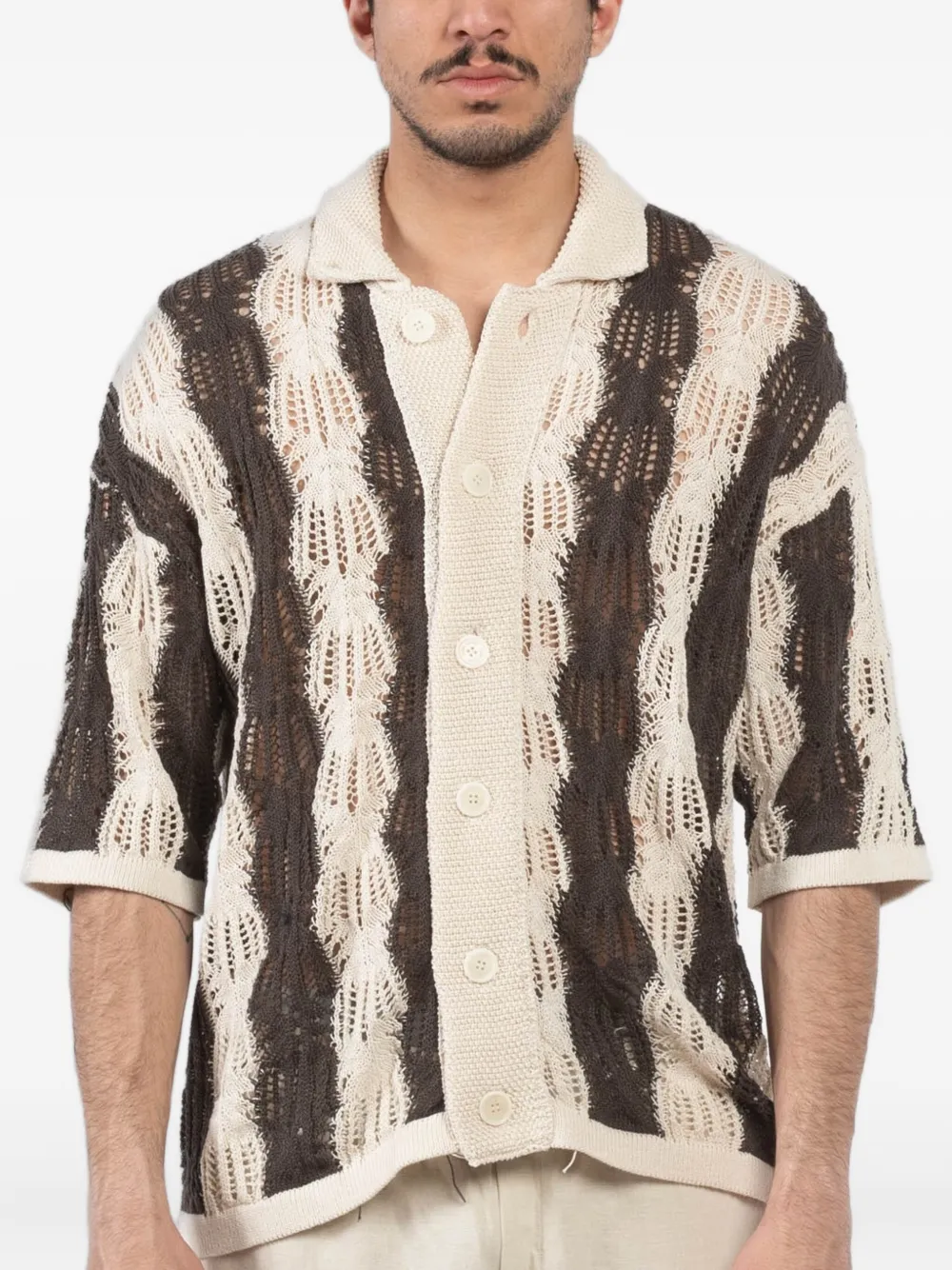 

Кардиган в технике кроше atomo factory, нейтральный