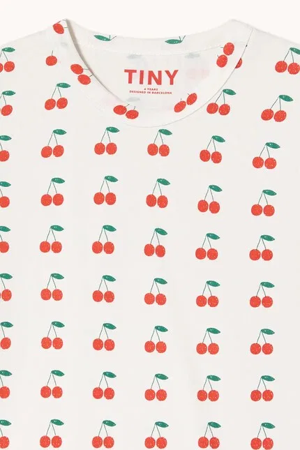 Футболка детская с принтом вишен CHERRIES KNITTED TEE Tinycottons, белый — фото 4