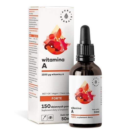 

Aura Herbals, Масляные капли с витамином А Форте и MCT, 50 мл