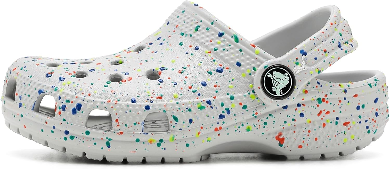Детские сабо Crocs унисекс, классические, с мраморным рисунком, акварельным рисунком, размер K, Atmosphere/Multi Glow — фото 4