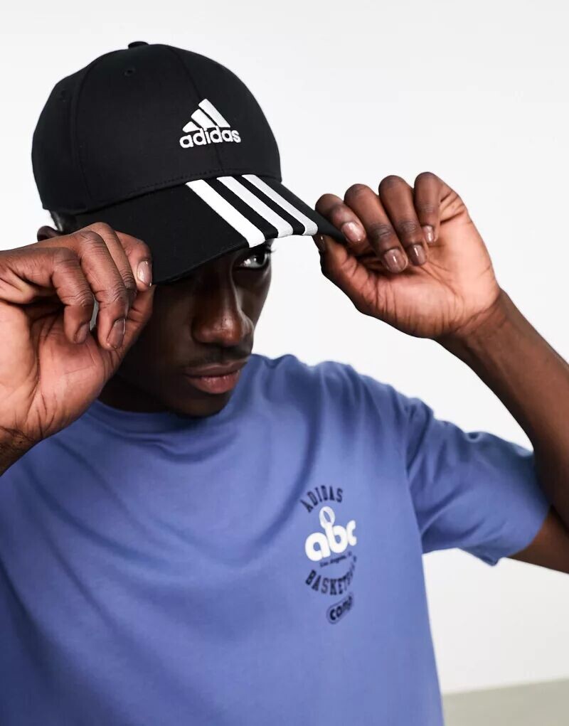 

Черная бейсболка adidas Training с тремя полосками adidas performance