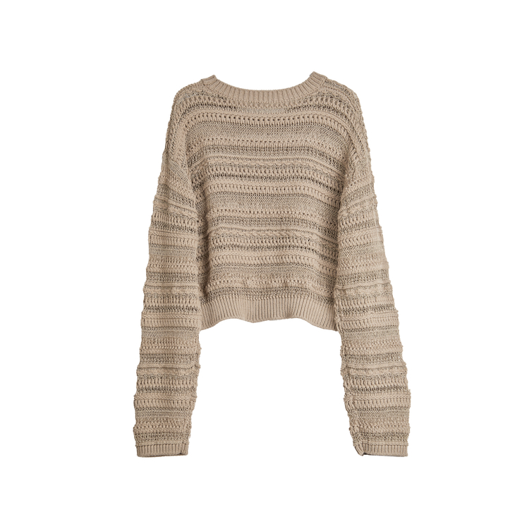 

ELLE Трикотажный джемпер женский Khaki с круглым вырезом Moderate