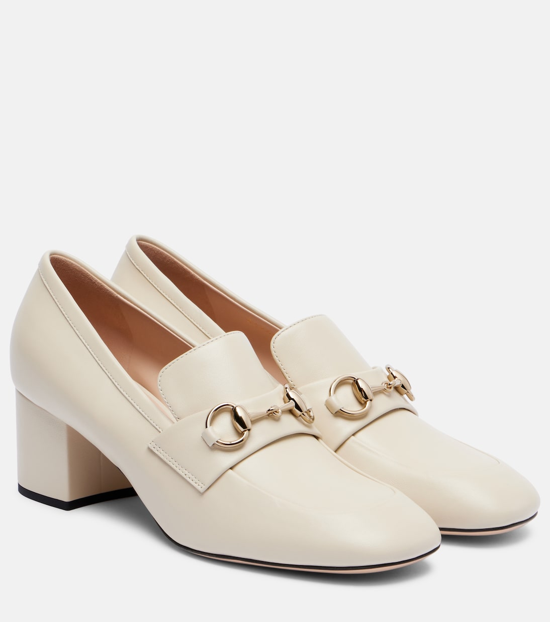 Женские лоферы с подковой из кожи Gucci, New Ivoire