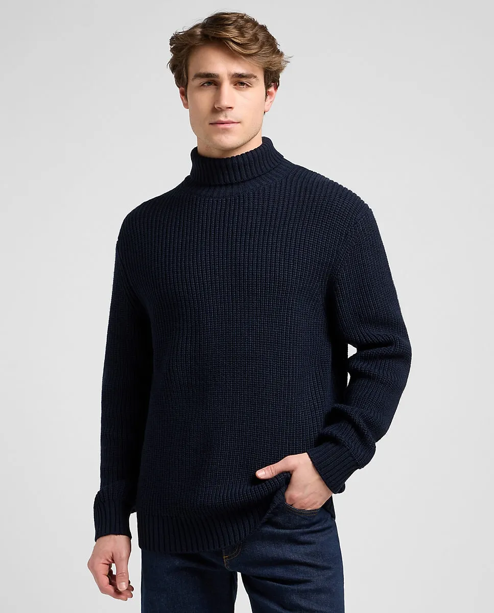 

Мужской толстый свитер с высоким воротником Lee, темно-синий