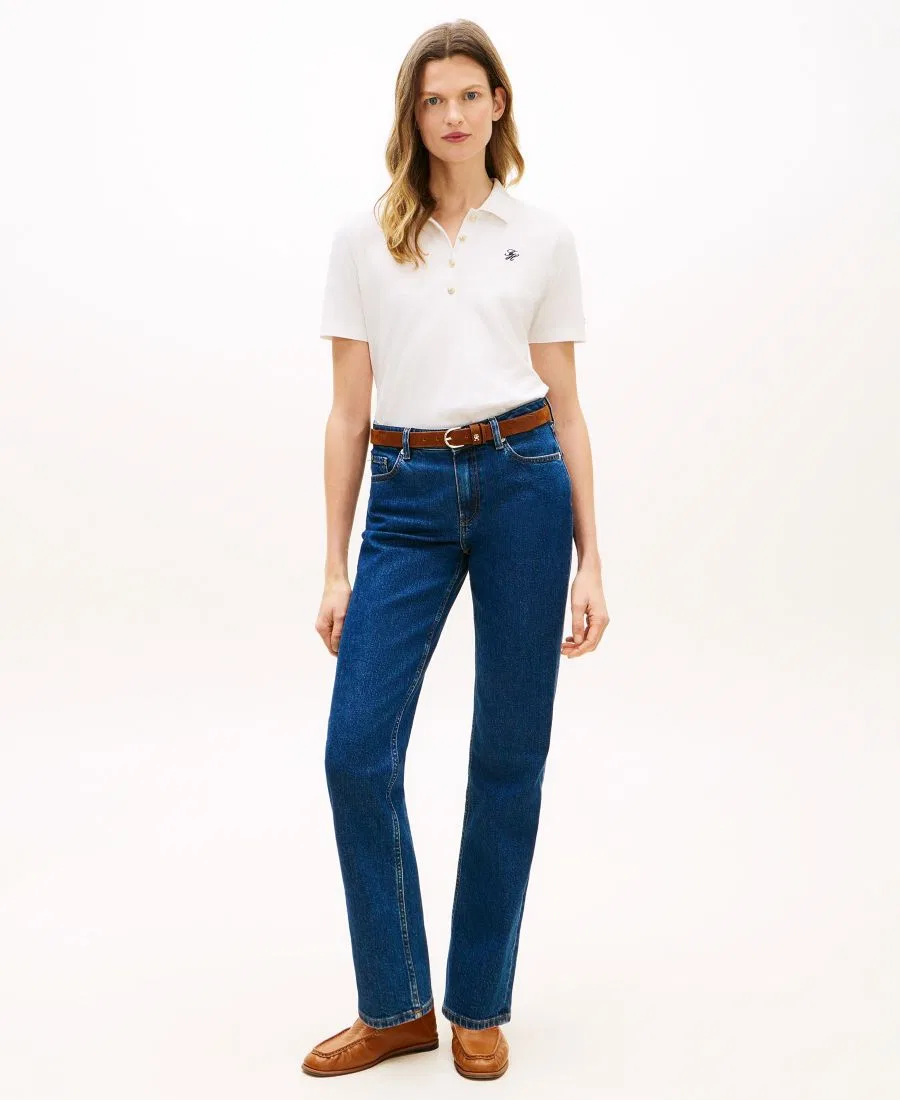 Женская футболка-поло с логотипом Script Tommy Hilfiger, Ecru