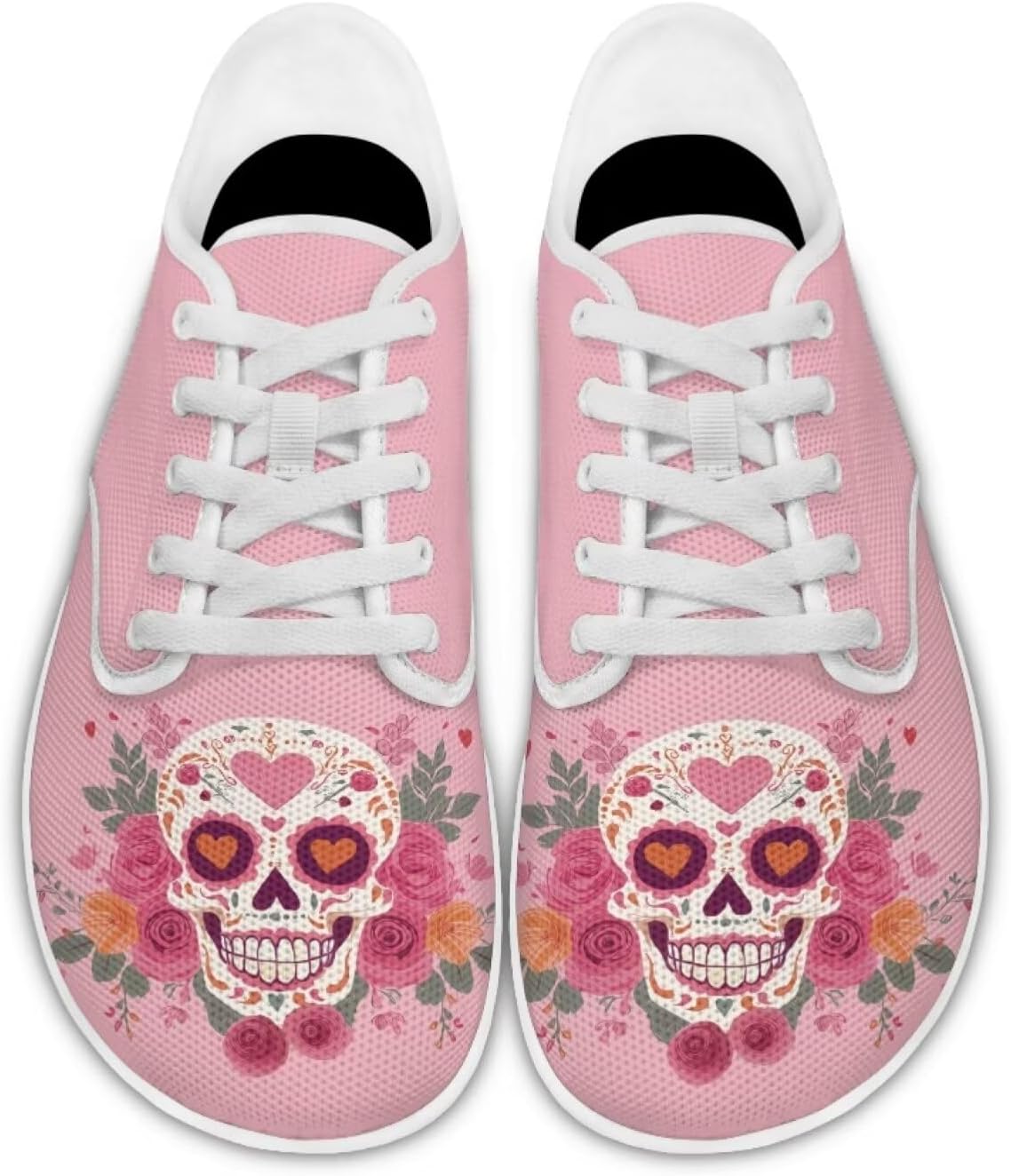 

Кроссовки для ходьбы Forchrinse Capybara and Flower для женщин и подростков, минималистичные повседневные прогулочные туфли на шнуровке из сетчатого материала, Skull Rose
