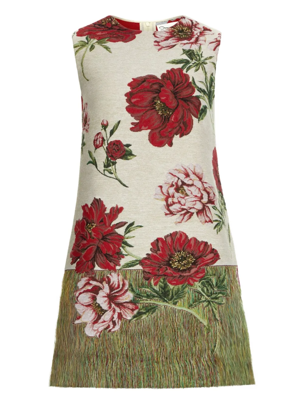 

Платье-трапеция мини с цветочным принтом Oscar De La Renta, нейтральный