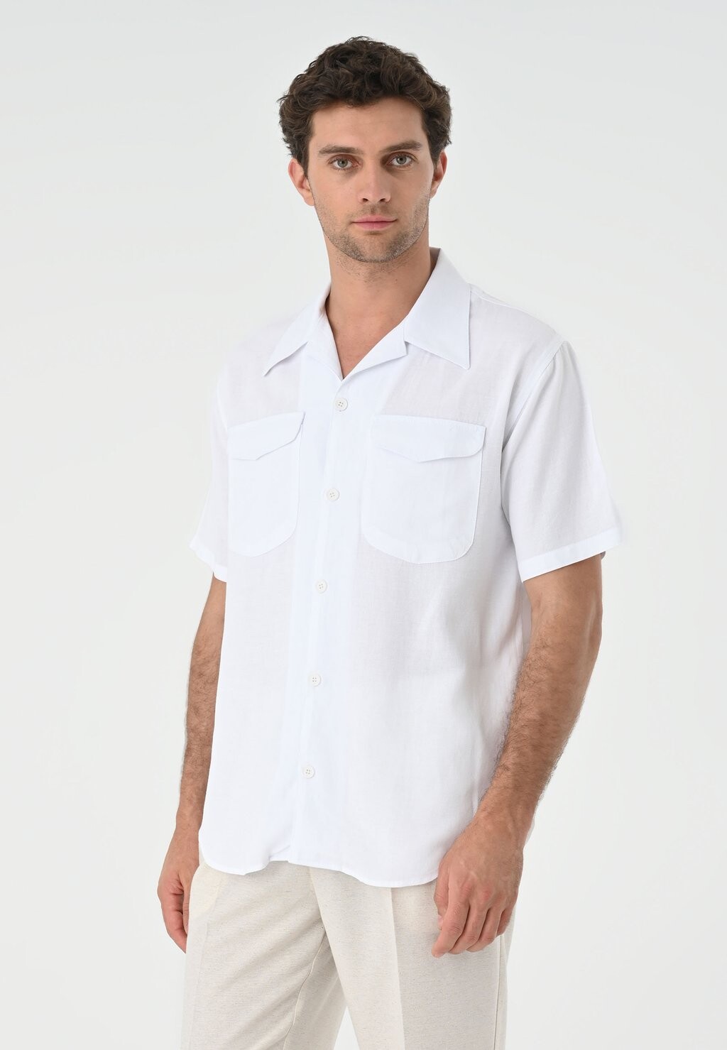 

Рубашка Lapel Collar Short Sleeve Antioch, белая