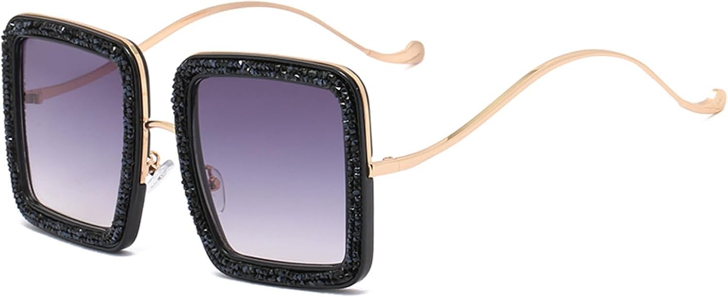 

Солнцезащитные очки Helena Diamond Shiny Crystal для женщин, квадратной формы, яркие, роскошные, большие, в стиле панк, хип-хоп, с защитой от УФ-излучения UV400, размер S68, C1