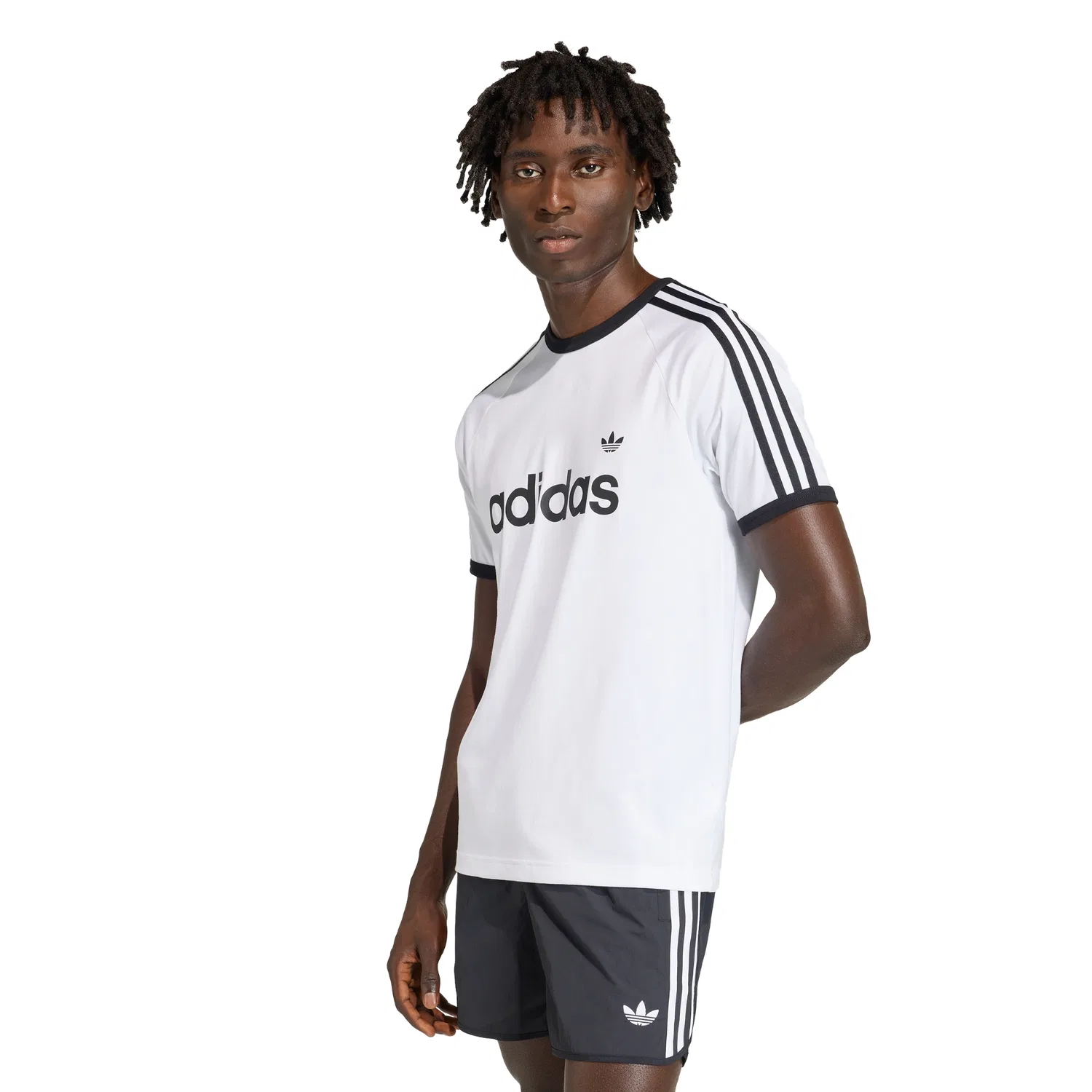 Мужская белая футболка с тремя полосками 3-Stripes Slim Ringer от Adidas — фото 4