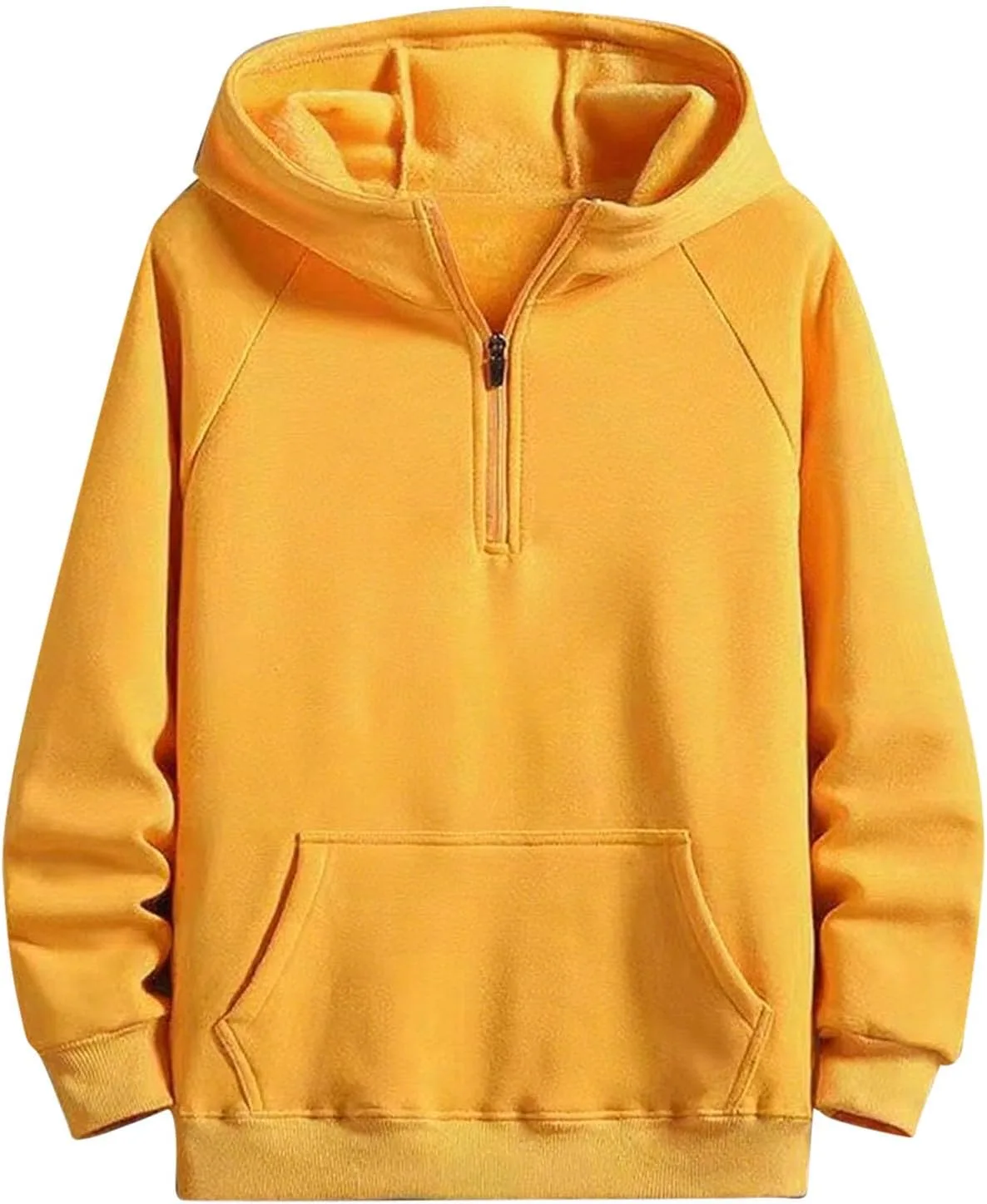 

Мужская толстовка с капюшоном на четверть молнии, утепленная, с карманом