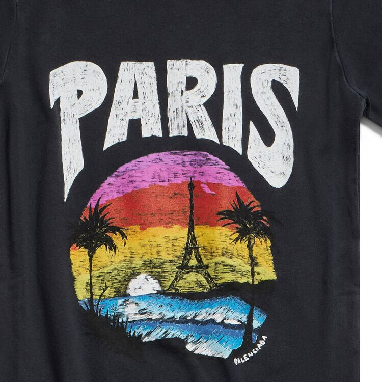 Футболка женская Balenciaga Paris Tropical, черный — фото 3